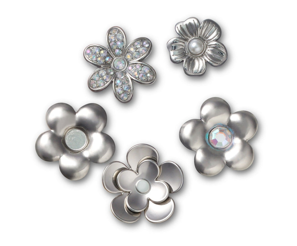 Monochrome Silver Flowers 5 Pack-Jibbitz™