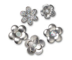 Monochrome Silver Flowers 5 Pack-Jibbitz™
