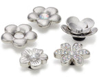Monochrome Silver Flowers 5 Pack-Jibbitz™