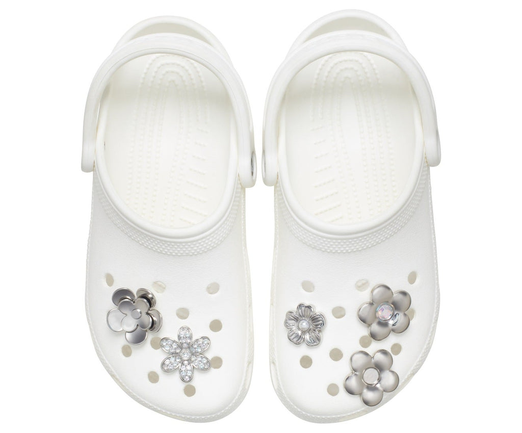 Monochrome Silver Flowers 5 Pack-Jibbitz™