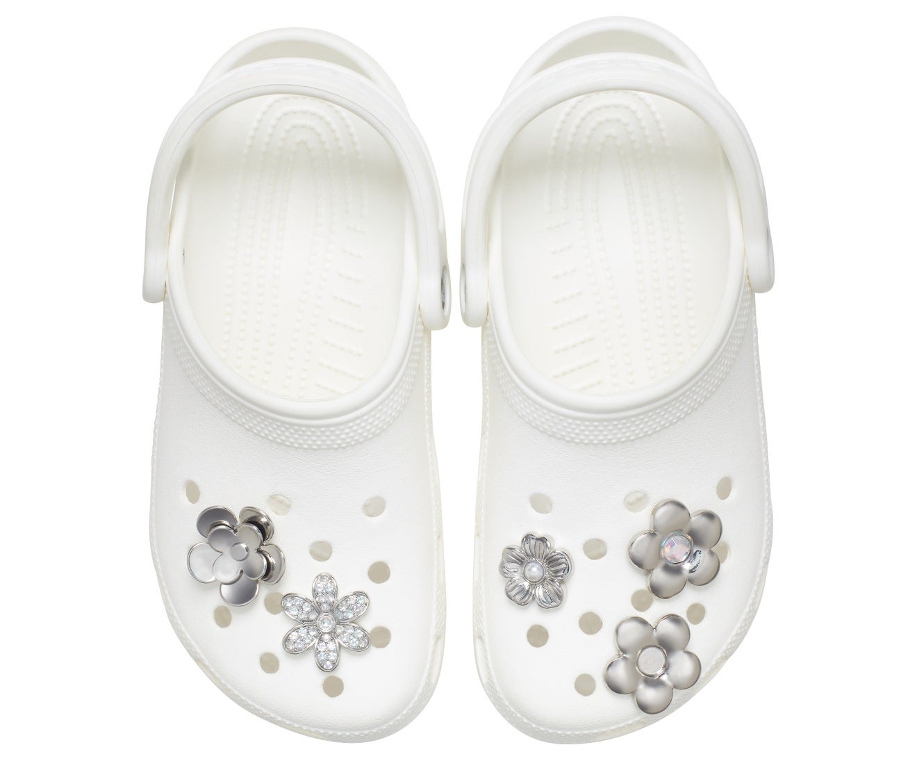 Monochrome Silver Flowers 5 Pack-Jibbitz™