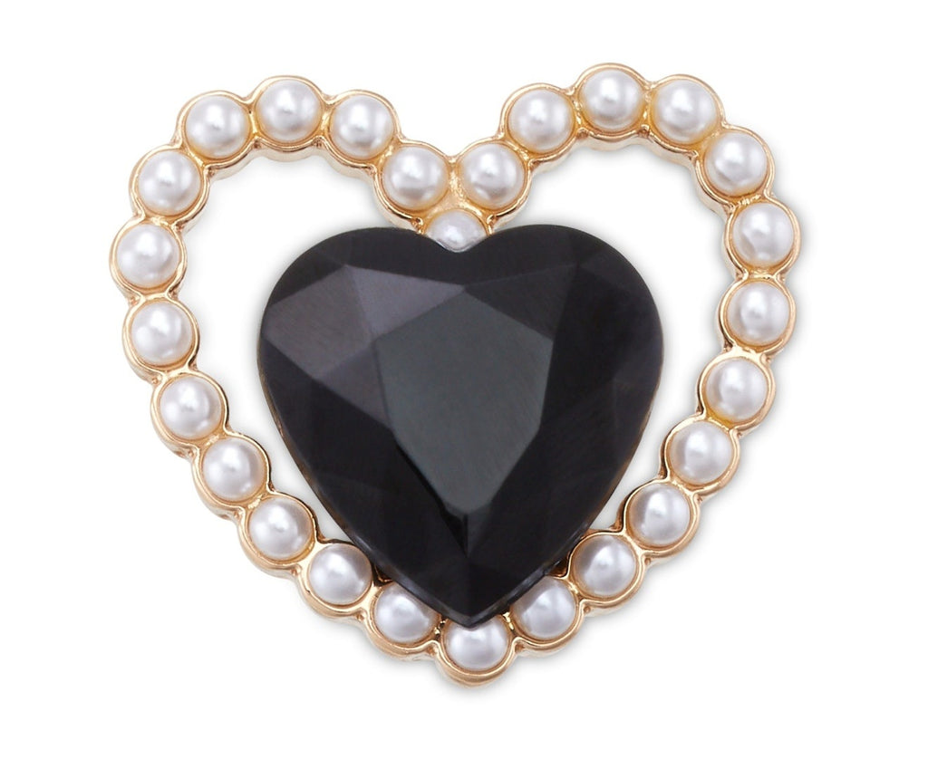 Black Gem Pearl Heart Jibbitz