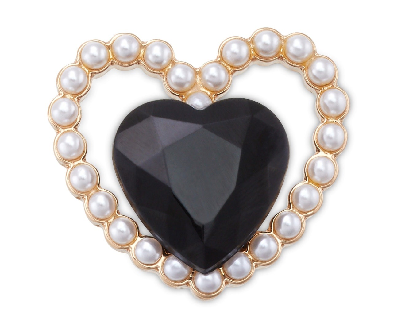 Black Gem Pearl Heart Jibbitz