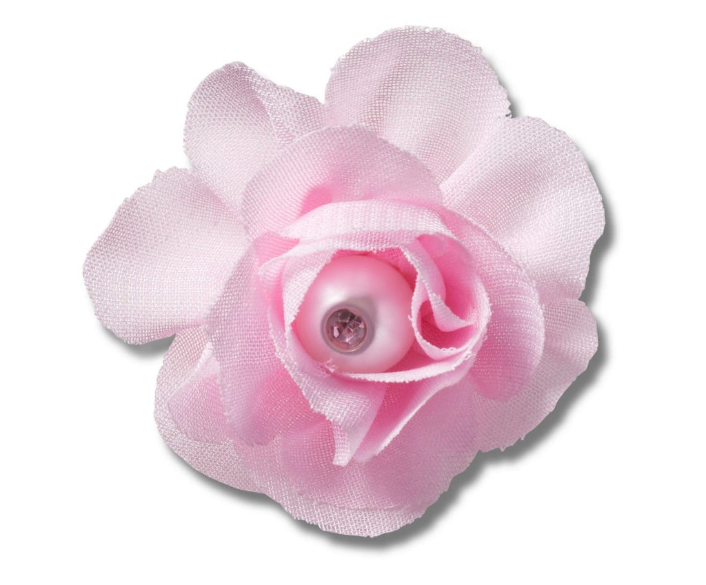Pink Fabric Flower With Pearl Jibbitz