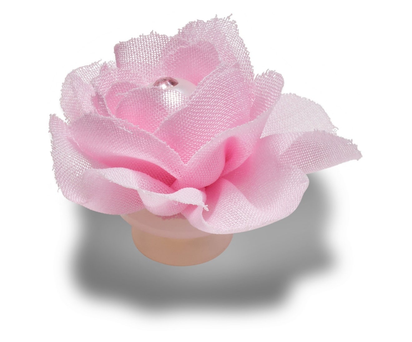 Pink Fabric Flower With Pearl Jibbitz