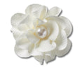 White Fabric Flower With Pearl Jibbitz