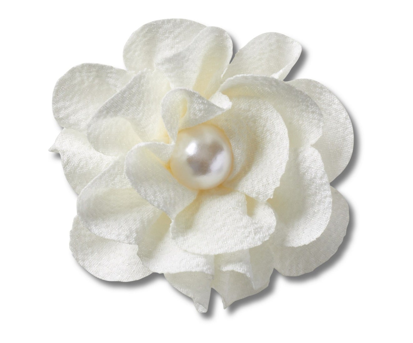 White Fabric Flower With Pearl Jibbitz