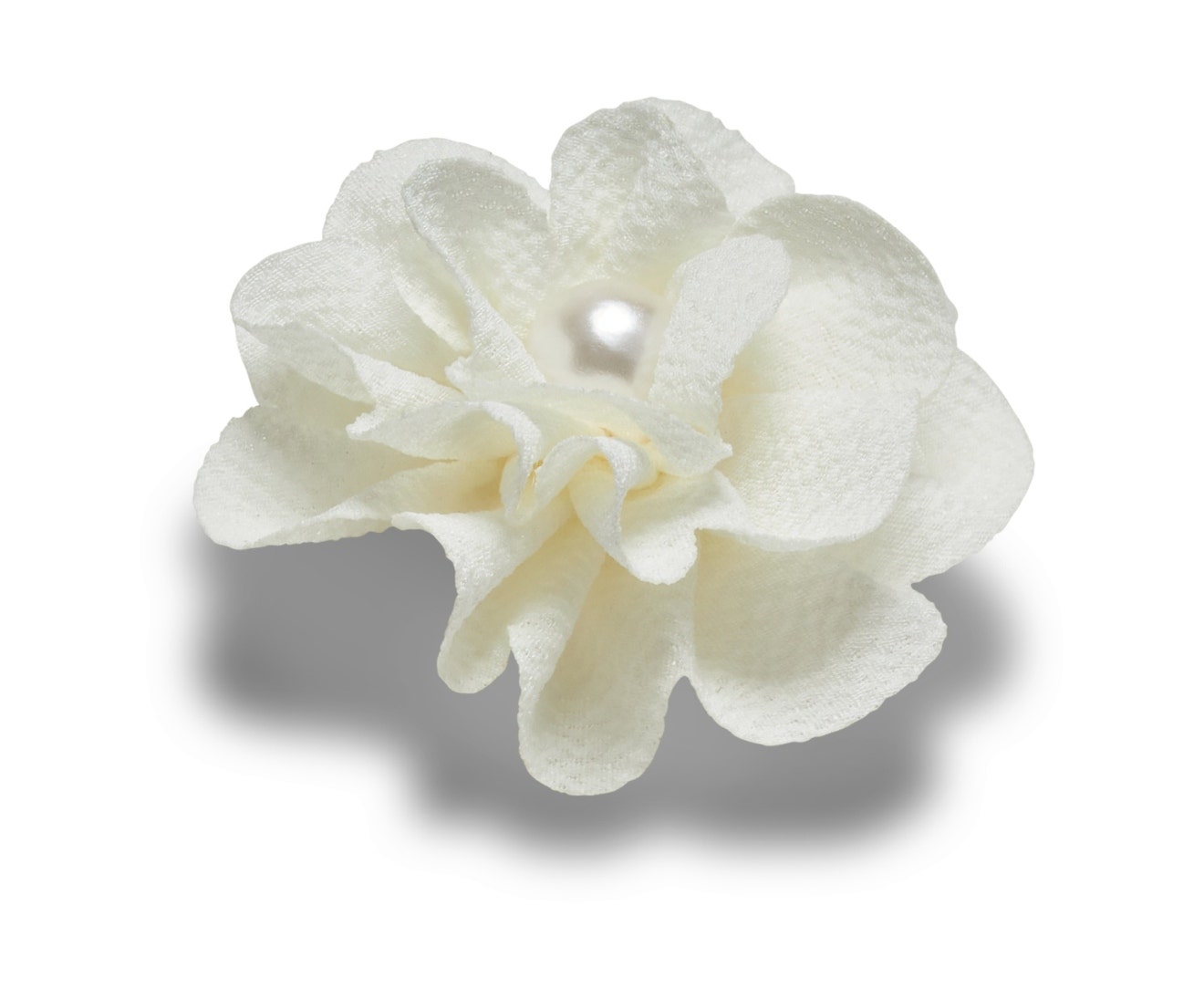 White Fabric Flower With Pearl Jibbitz