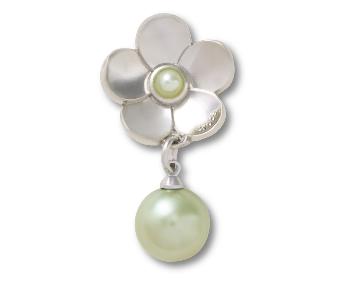 Silver Flower Pearl Dangle-Jibbitz