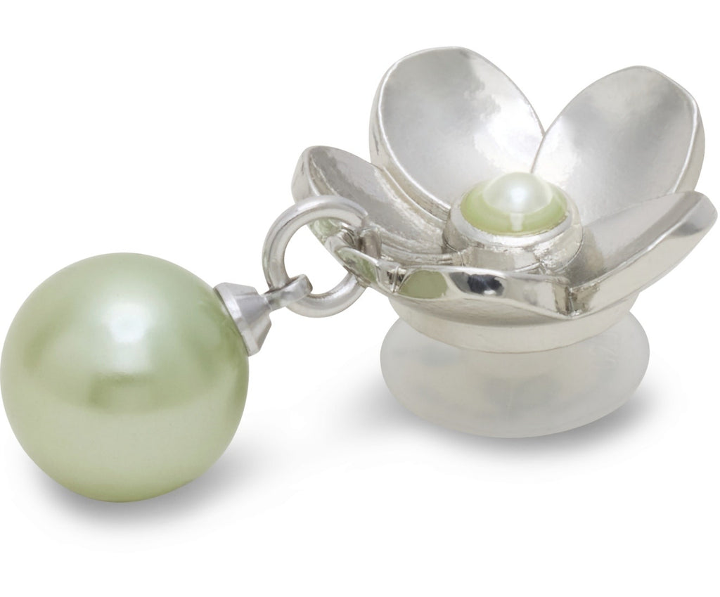 Silver Flower Pearl Dangle-Jibbitz