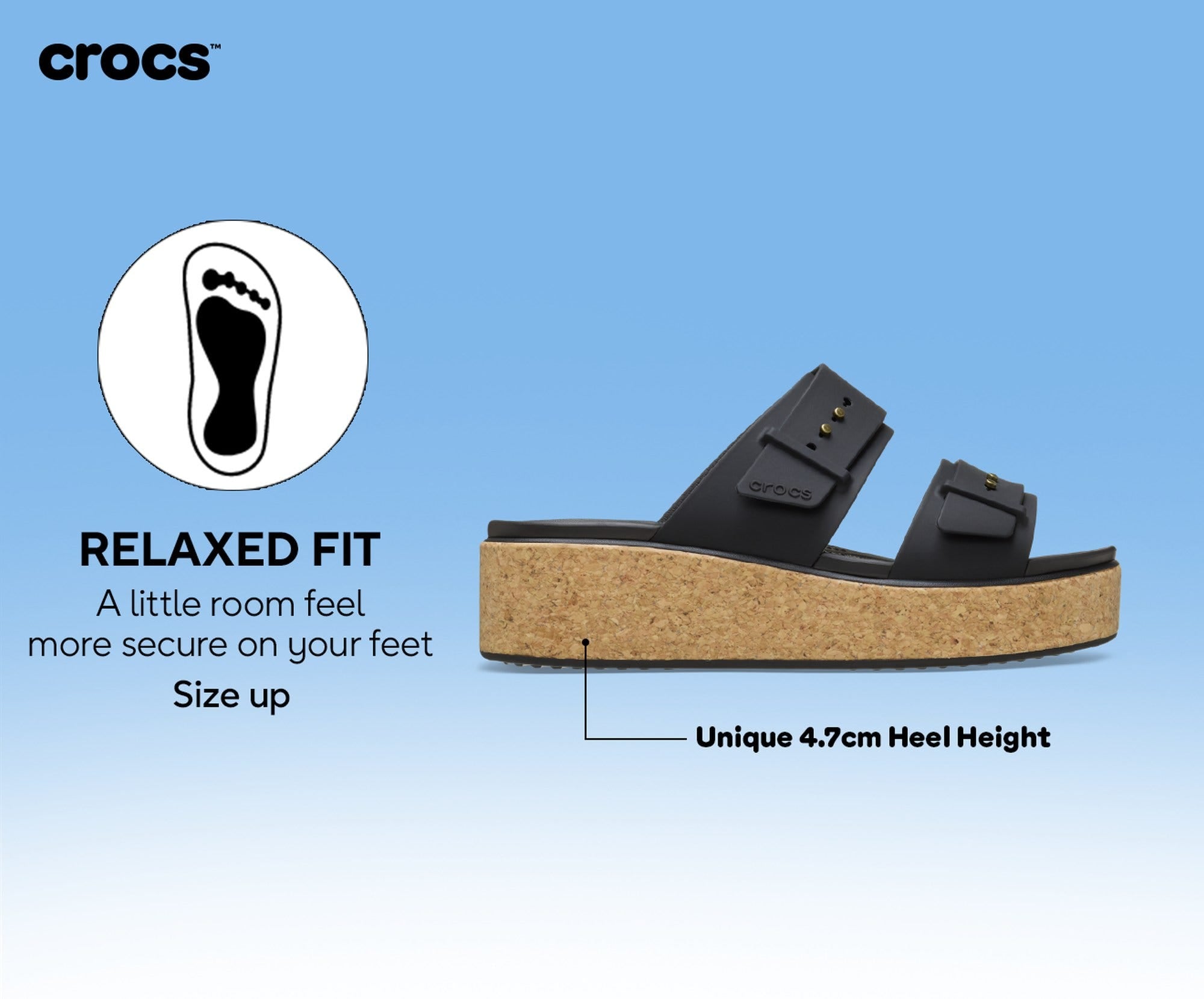 Brooklyn Cork Buckle Black Women Sandal