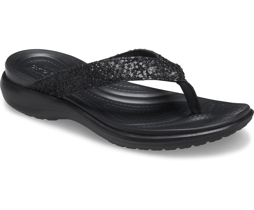 Capri V Glitter Black Women Flip