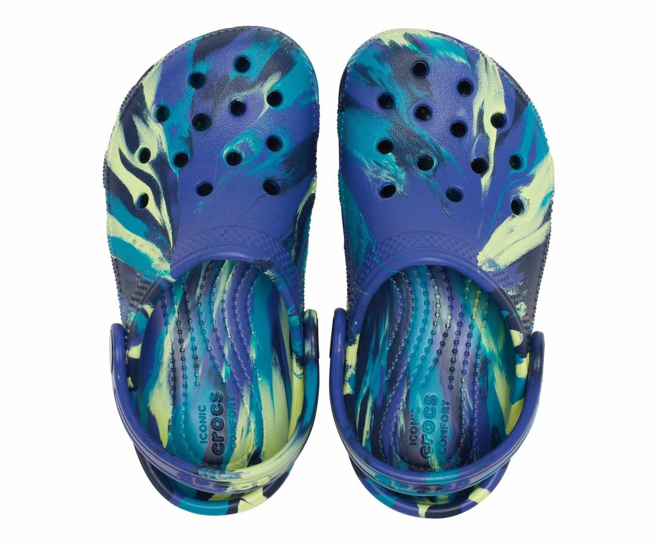 Classic Marbled Kids Navy/Turbo Teal Clog
