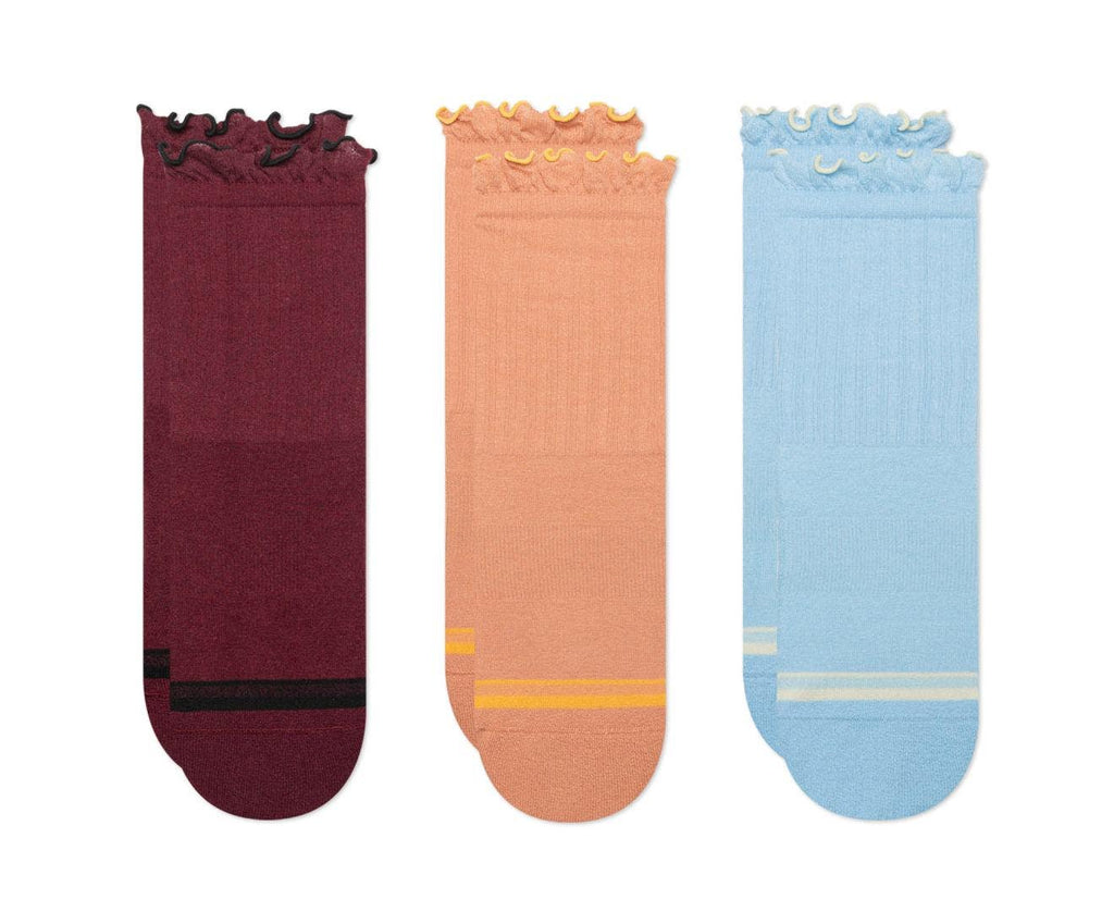 CrocsSocks Ruffle Ankle 3-Pack Dark Cherry/Multi Unisex Socks