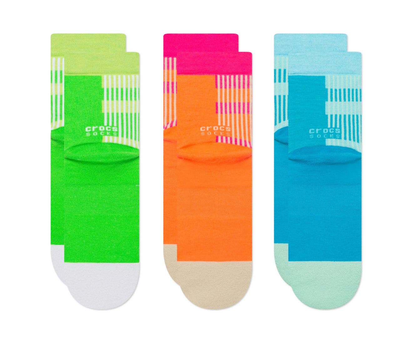 CrocsSocks Split Stripe Ankle Limeade/Multi Unisex Socks