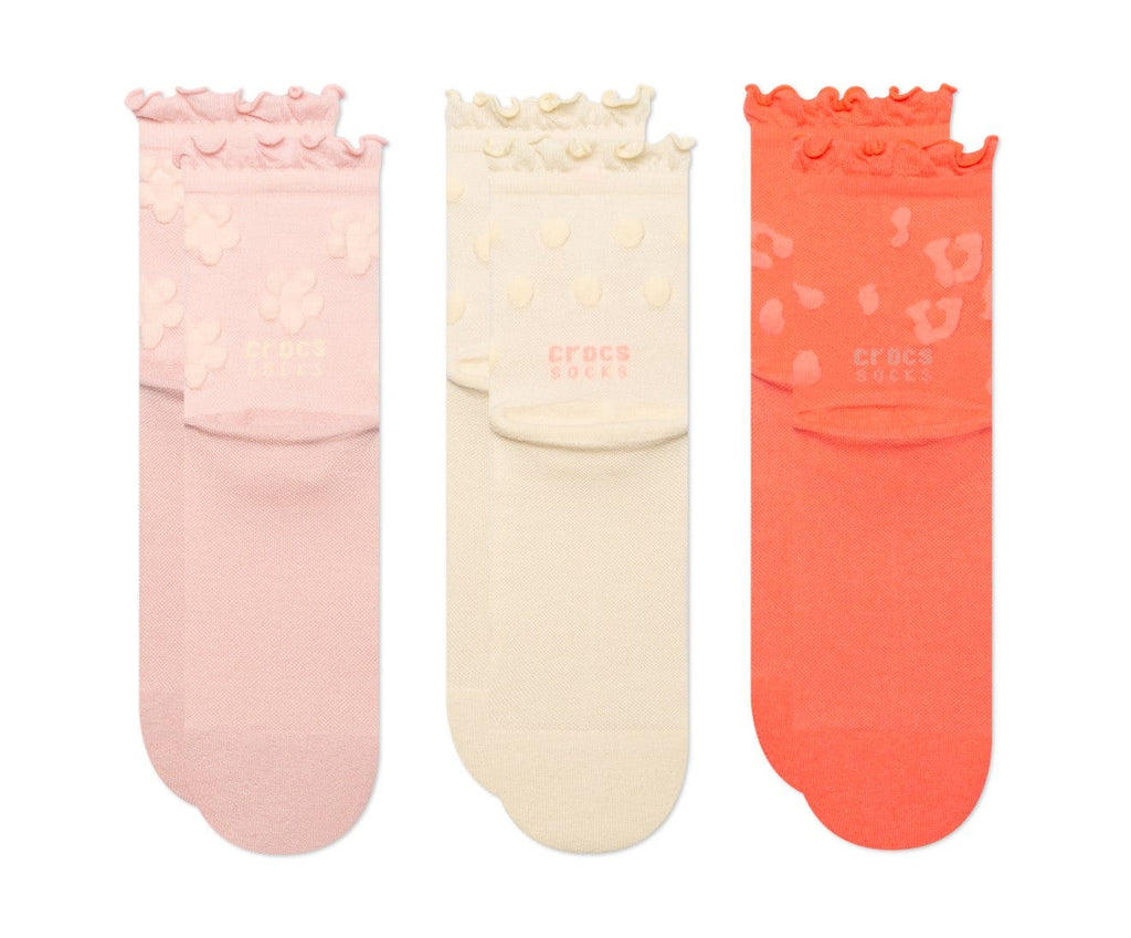 CrocsSocks Puff Knit Ankle Persimmon/Multi Unisex Socks