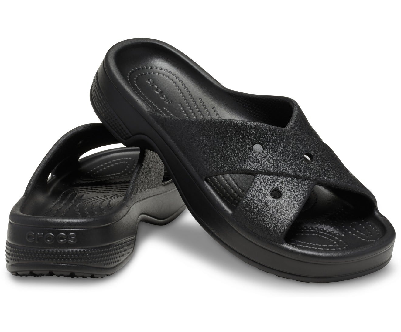 Classic Cross Strap Black Women Slide