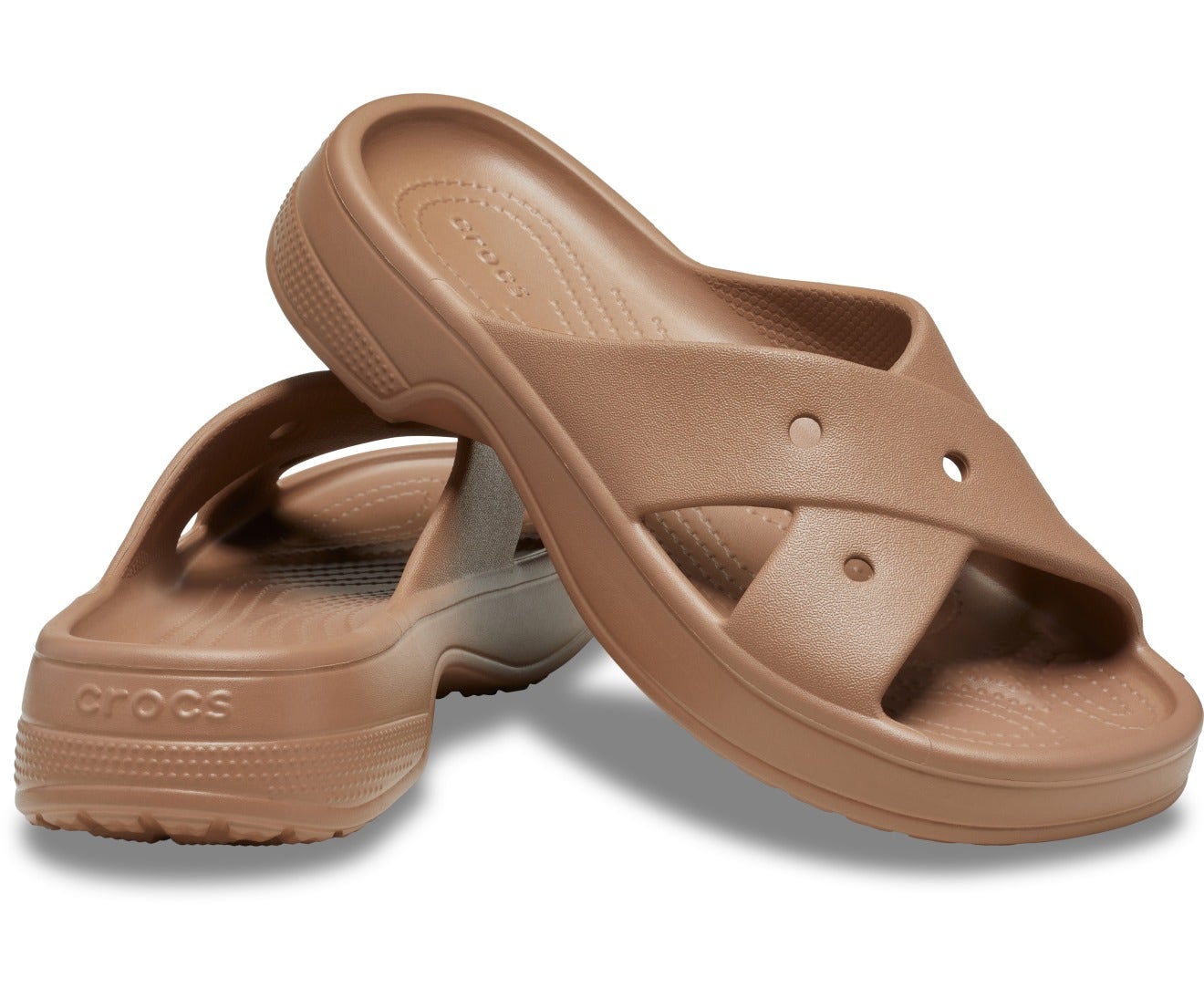 Classic Cross Strap Milk Chocolate Women Slide