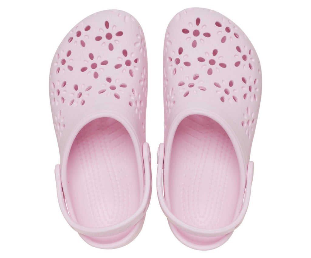 Classic Floral Cut Out Pink Milk Toddler Clog