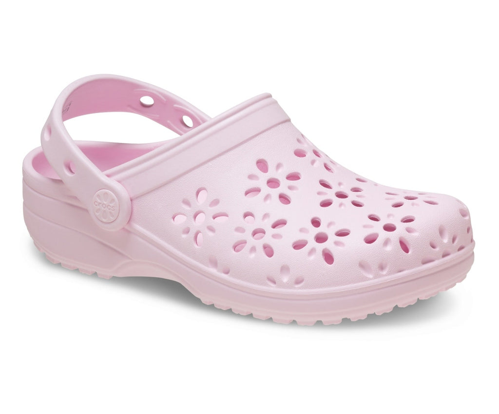 Classic Floral Cut Out Pink Milk Toddler Clog