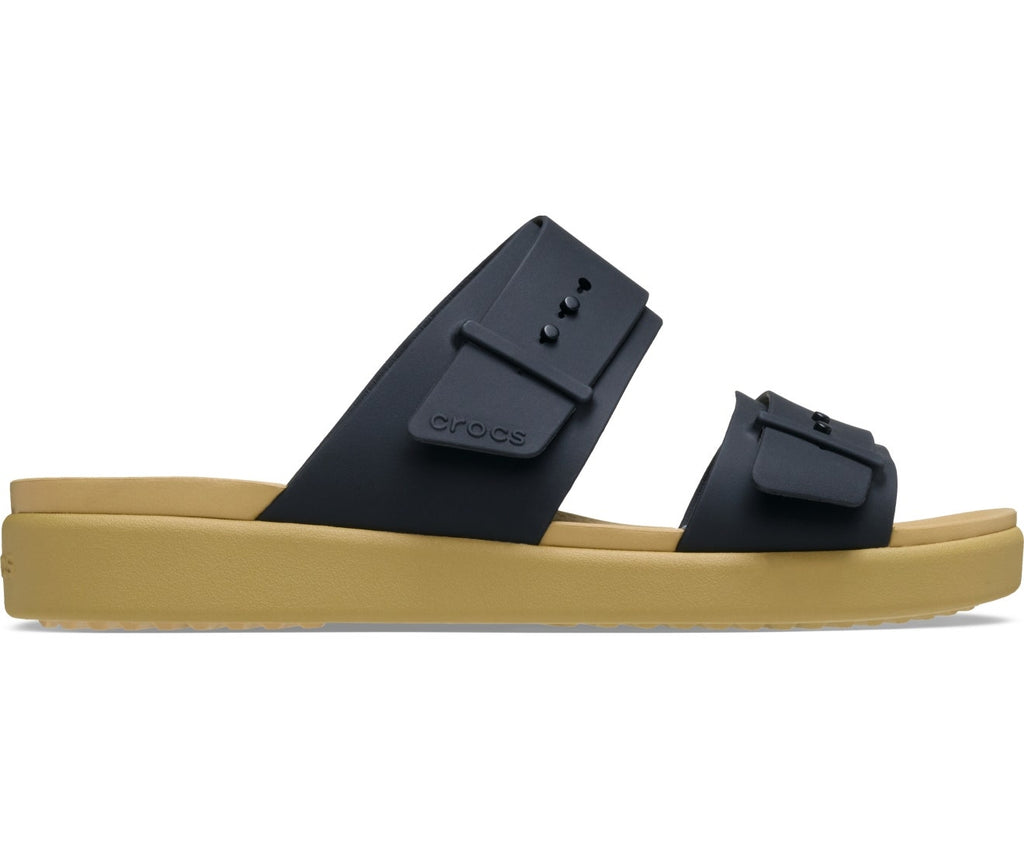 Brooklyn Buckle Low Black/Tan Women Sandal