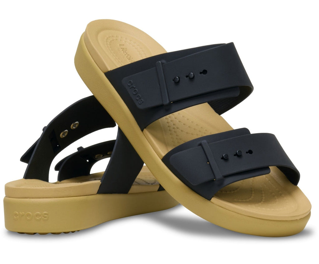 Brooklyn Buckle Low Black/Tan Women Sandal