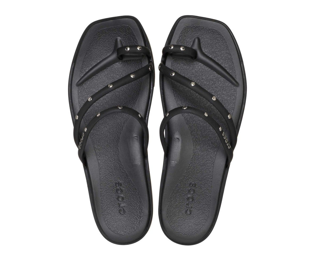 Miami Studded Toe Loop Black Women Sandal