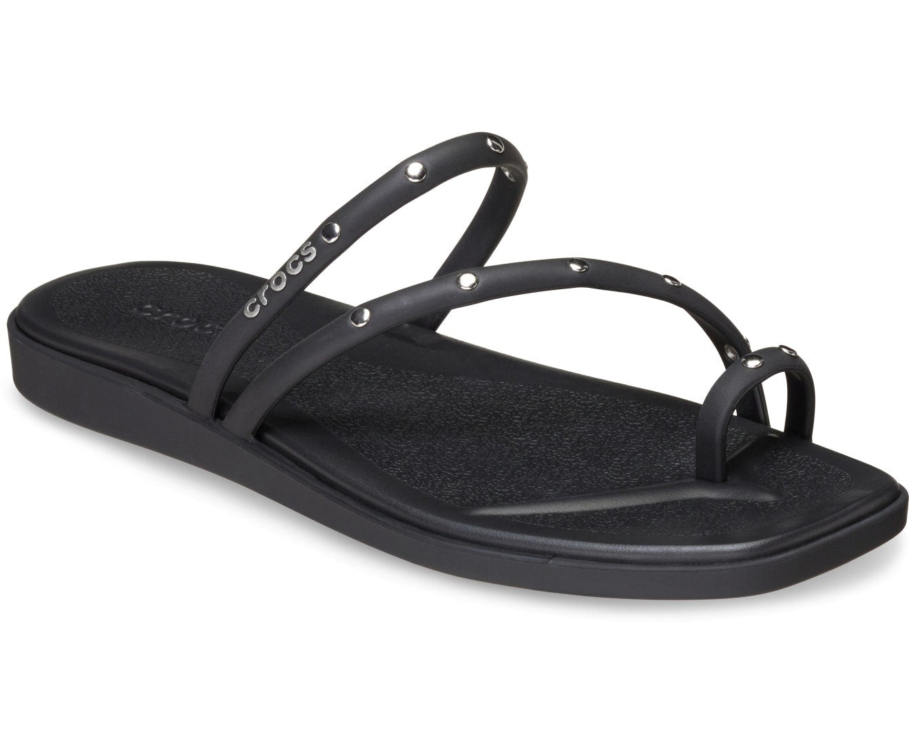 Miami Studded Toe Loop Black Women Sandal