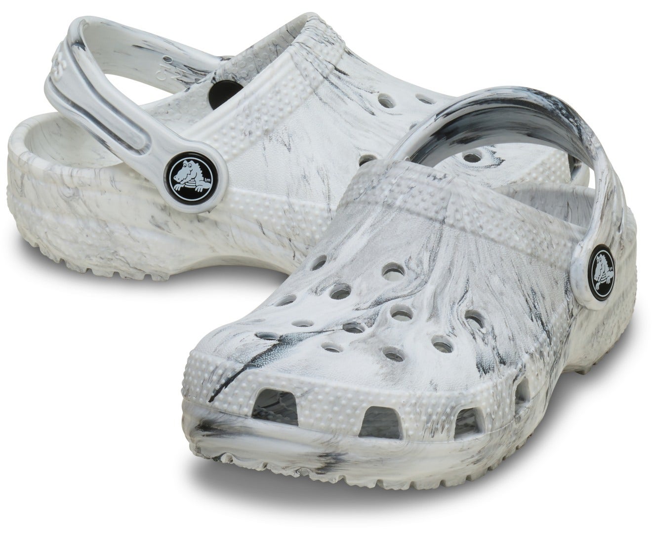 Classic Watercolor Marbled Grey Swirl Toddler Clog
