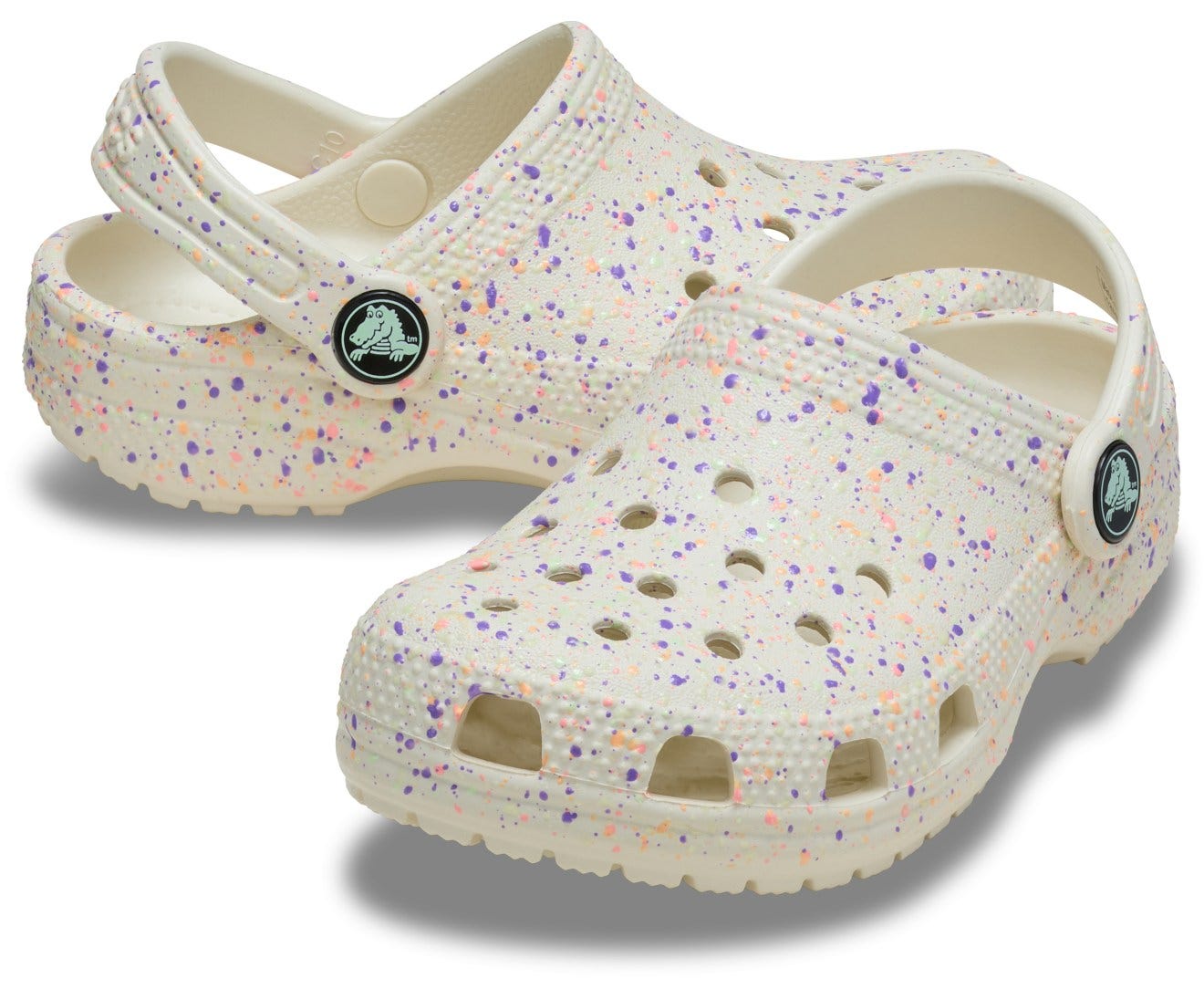 Classic Glow Paint Splatter Summit White/Multi Kids Clog