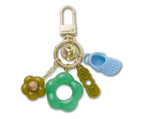 Retro Floral Bag Charm Blue/Green