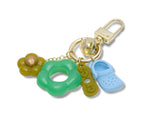 Retro Floral Bag Charm Blue/Green