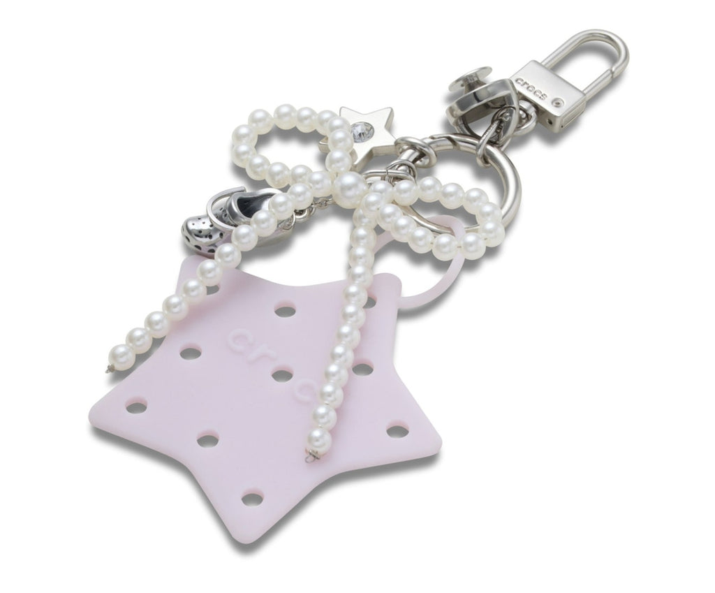 Pearl Bow Bag Charm Silver/Pearl White