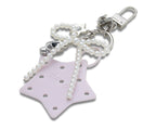Pearl Bow Bag Charm Silver/Pearl White
