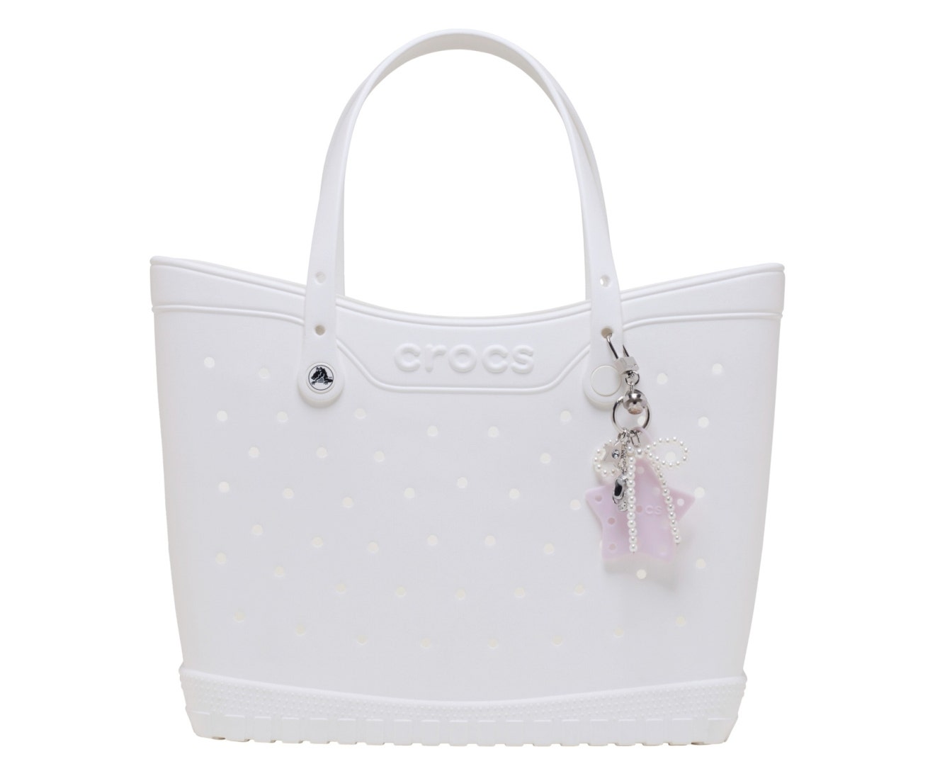 Pearl Bow Bag Charm Silver/Pearl White
