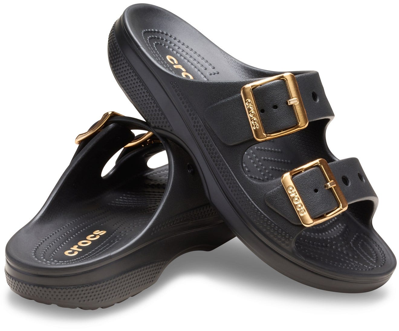 Saturday Metallic Buckle Black Women Sandal