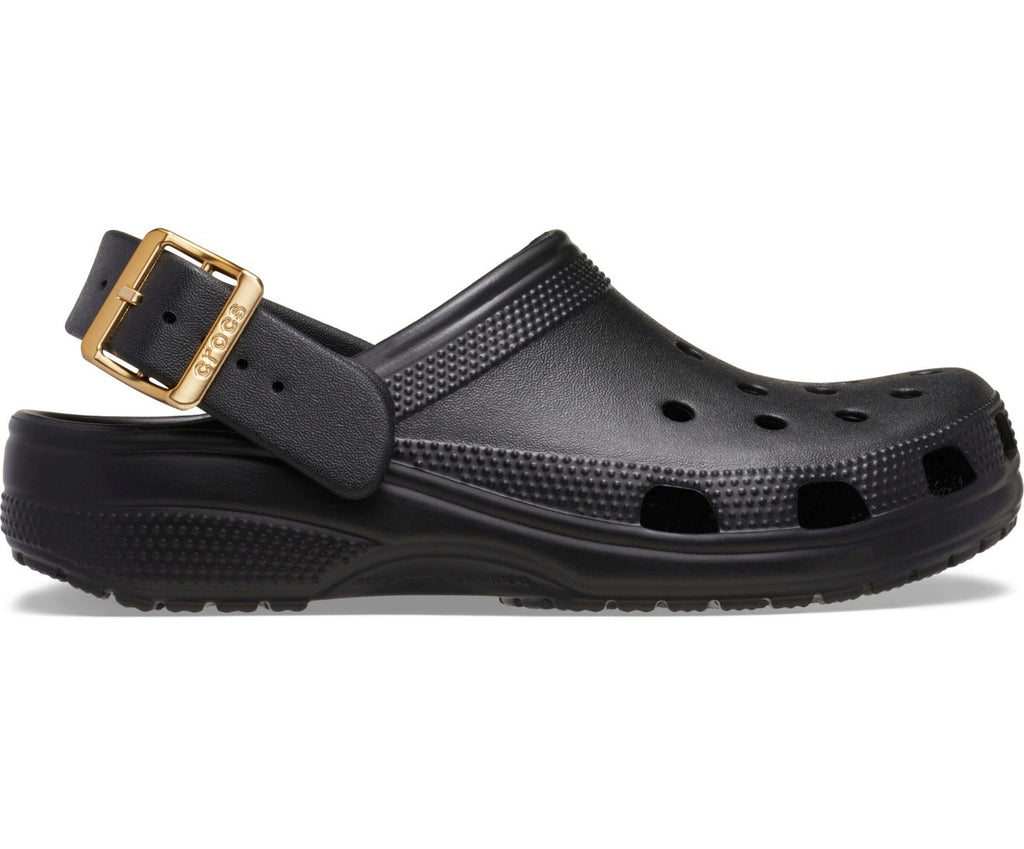 Classic Metallic Buckle Black Unisex Clog