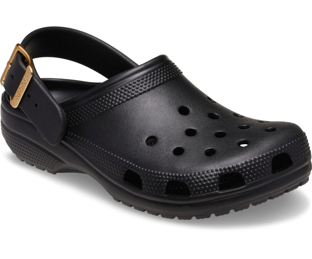 Classic Metallic Buckle Black Unisex Clog