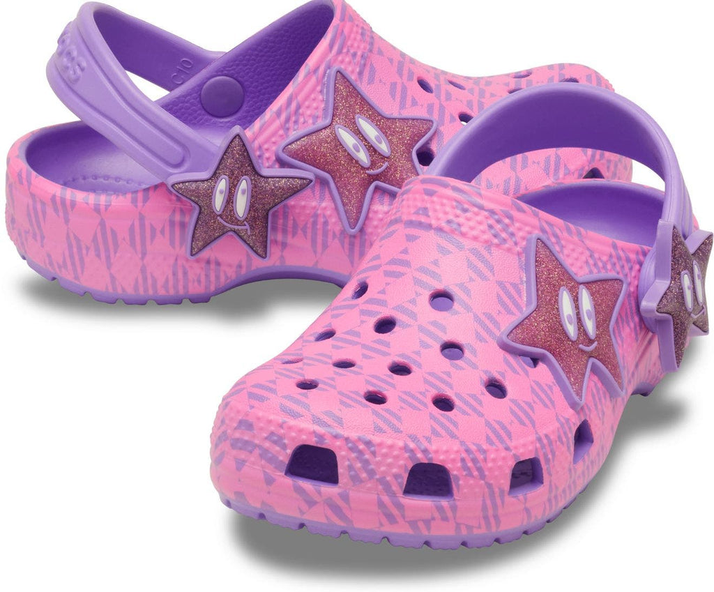 Classic Plaid and Stars Purple Bolt/Pink Punch Toddler Clog