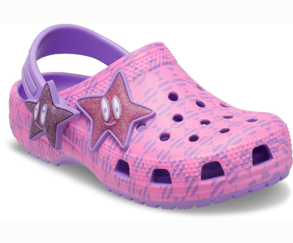 Classic Plaid and Stars Purple Bolt/Pink Punch Toddler Clog